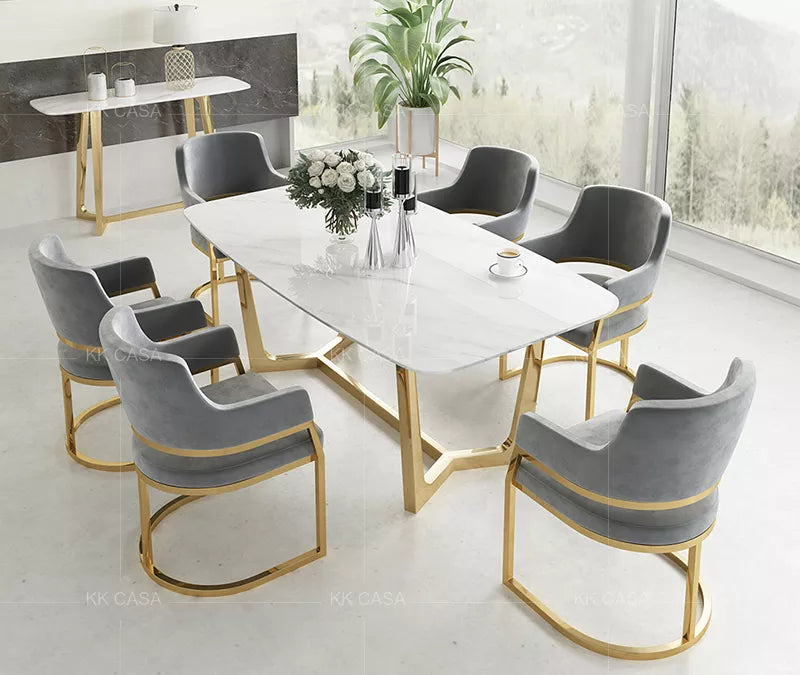 White And Golden Luxurious Dining Table