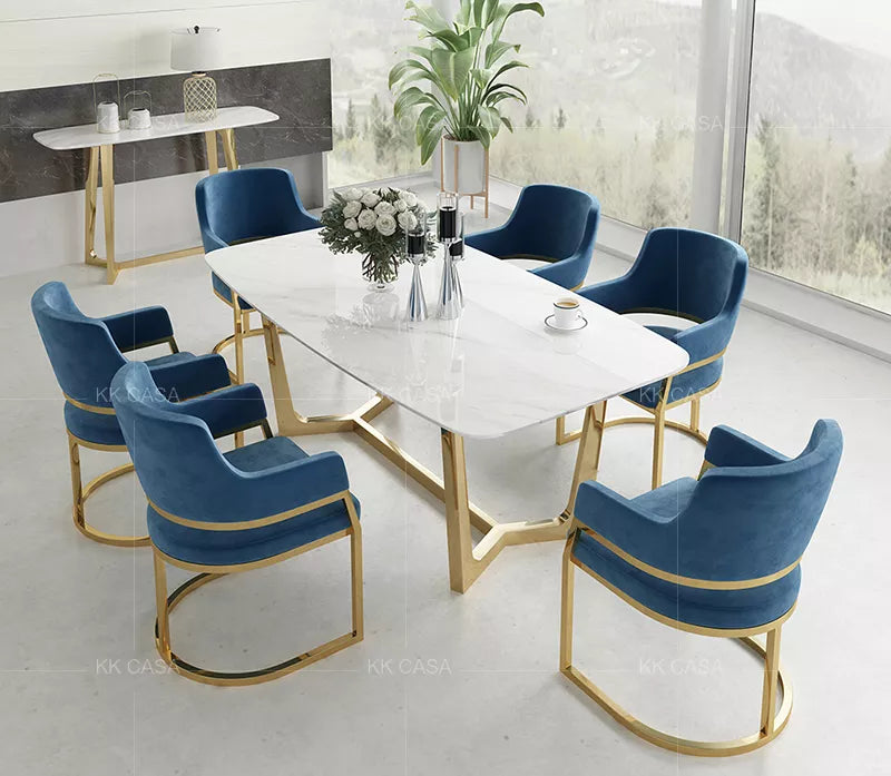 White And Golden Luxurious Dining Table