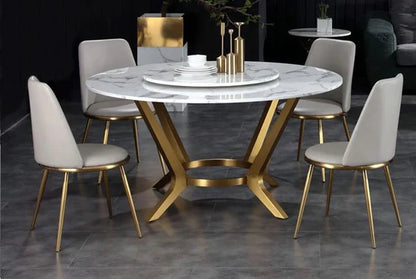 Contemporary Golden base Rotating Top Table