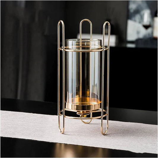 Golden Wireframe Candle Holder