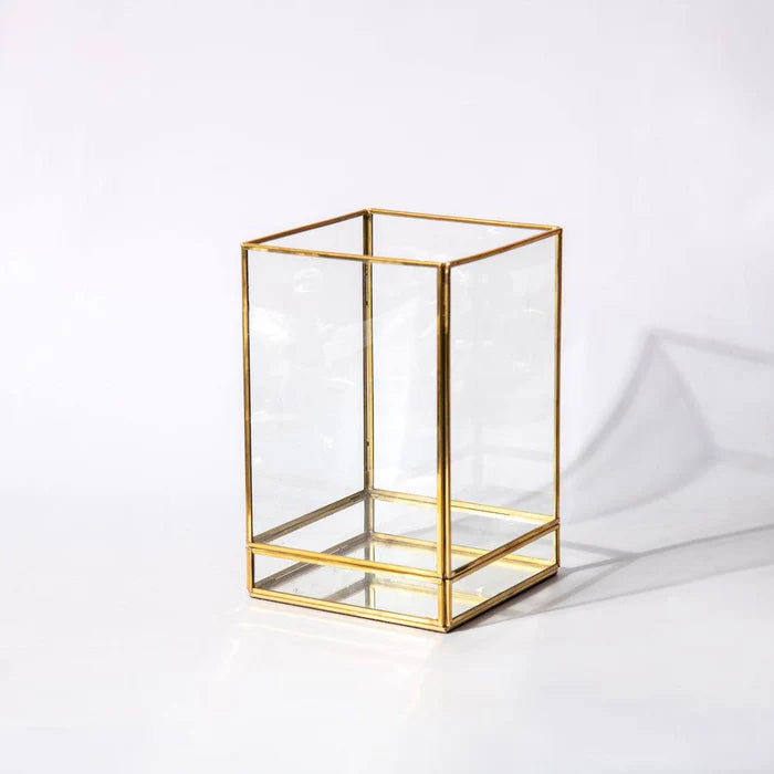 Golden Glass Hurricane Candle Holder
