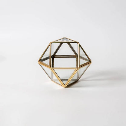 Golden Prism Glass Candle Holder