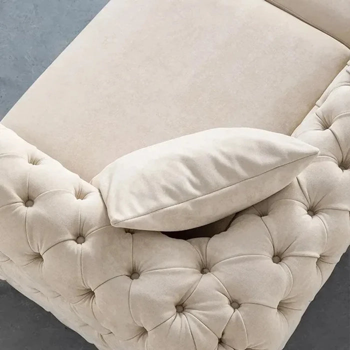 The 'Indigo Tuxedo': Three-Seater Luxury Button Tufted Leathaire Sofa for Living Room