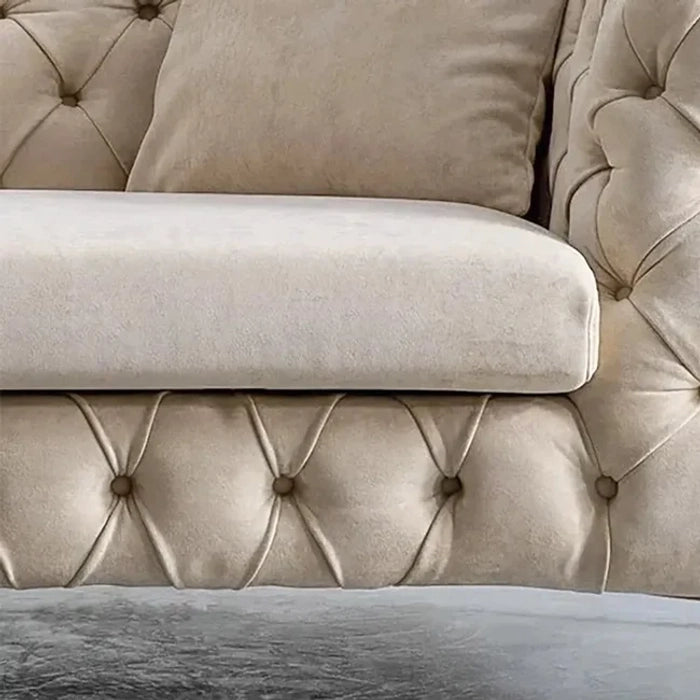 The 'Indigo Tuxedo': Three-Seater Luxury Button Tufted Leathaire Sofa for Living Room