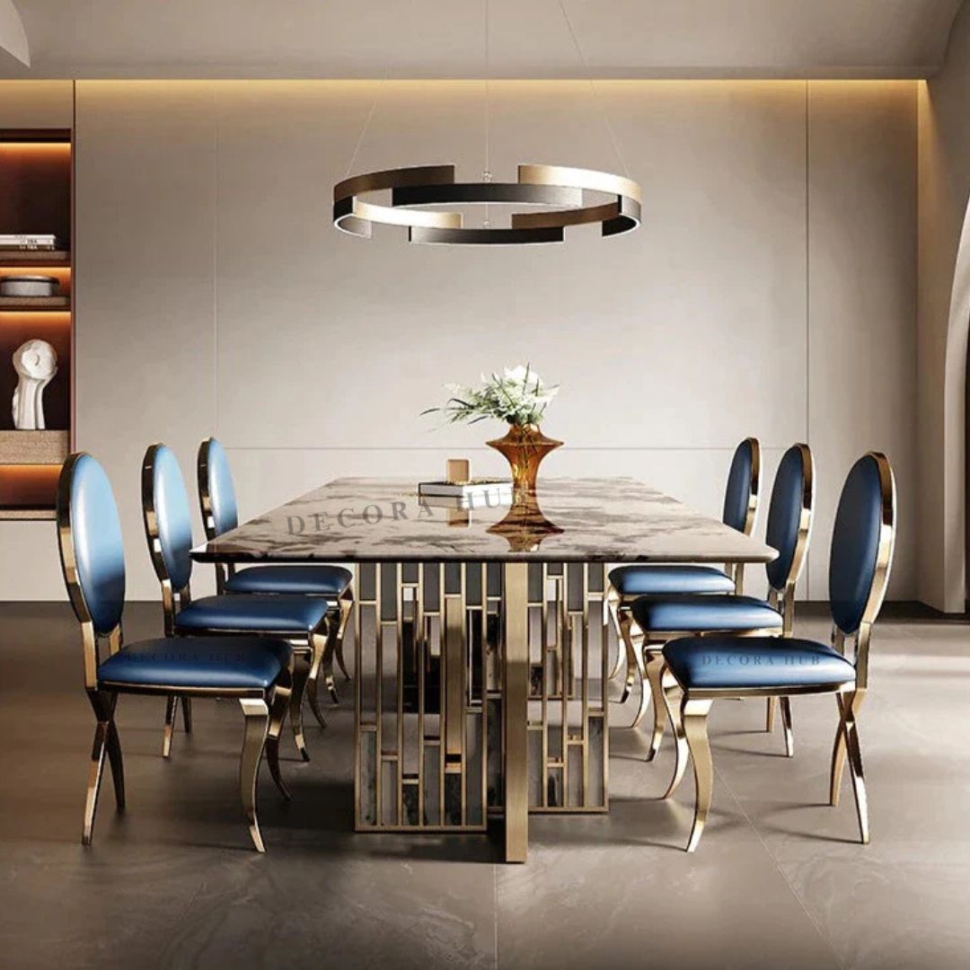 Galaxy Luxurious Marble Dining Table Set – side view