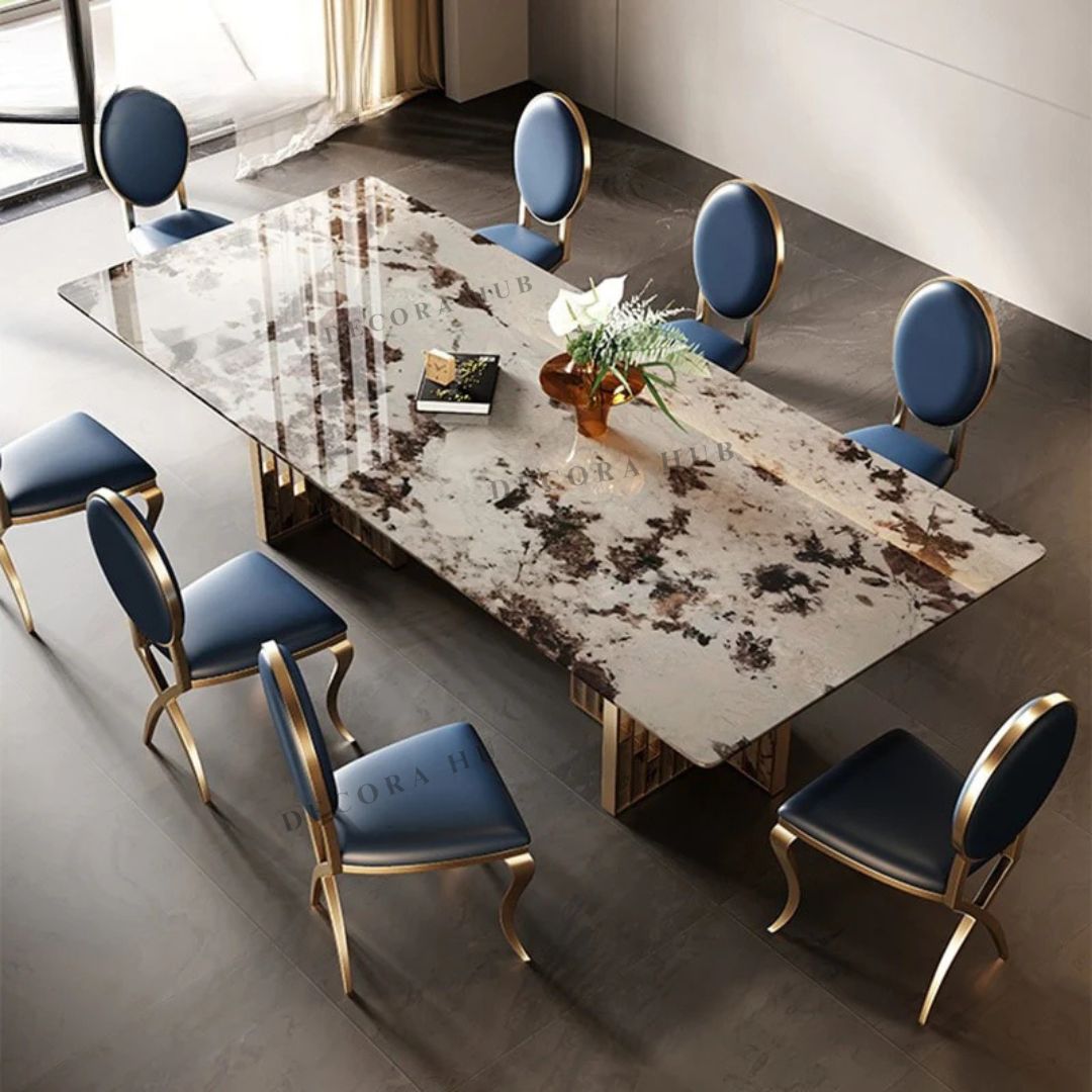 Galaxy Luxurious Marble Dining Table Set – another angle