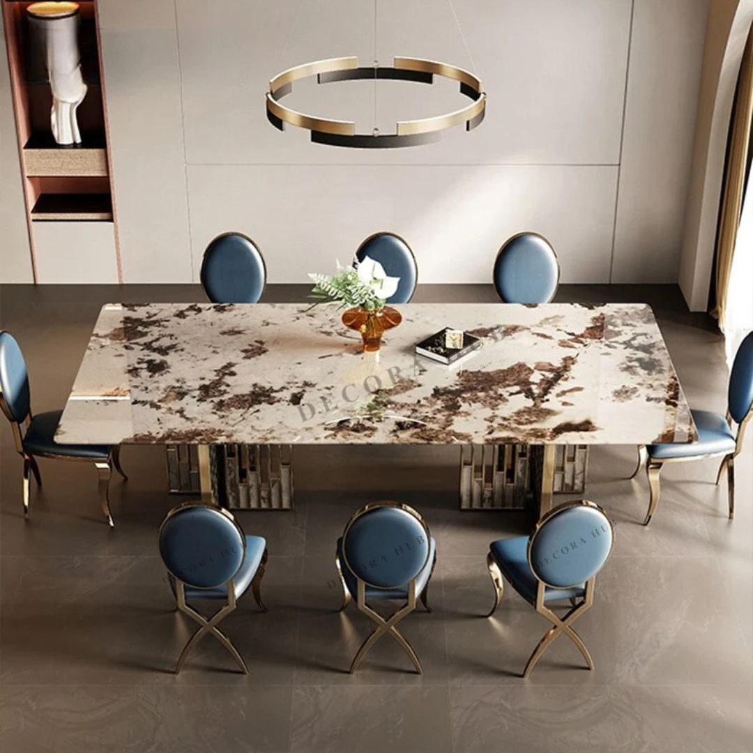 Galaxy Luxurious Marble Dining Table Set – full view