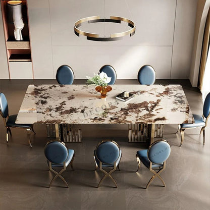 Galaxy Luxurious Marble Dining Table Set – full view