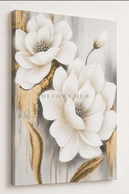 Gold Bloom Elegance Textured Wall Art