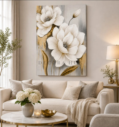 Gold Bloom Elegance Textured Wall Art - Textured Wall Art