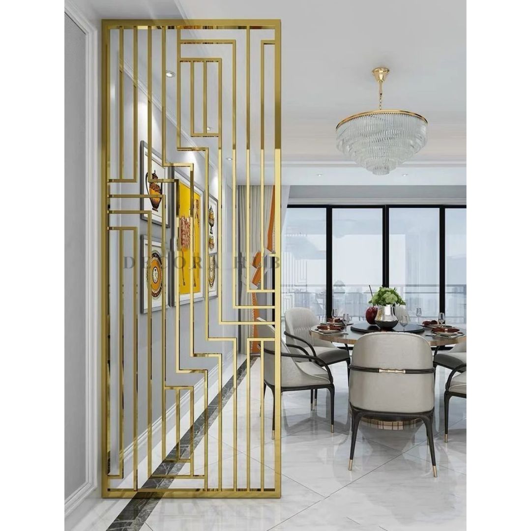 Golden Stylish PVD Partition for Home – gold stylish metal partition for living room DecoraHub