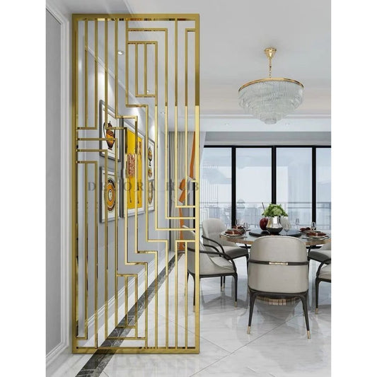 Golden Stylish PVD Partition for Home — gold stainless steel pvd room divider DecoraHub India