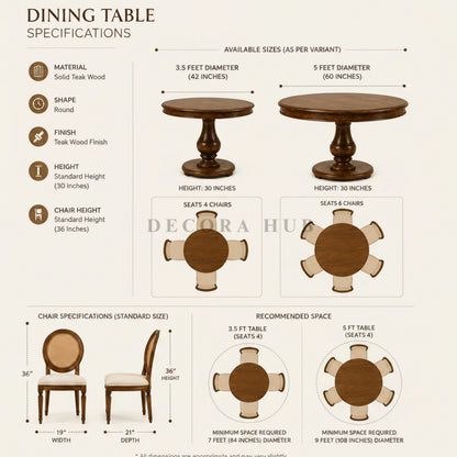 Haveli Teak Wood Dining Table Set