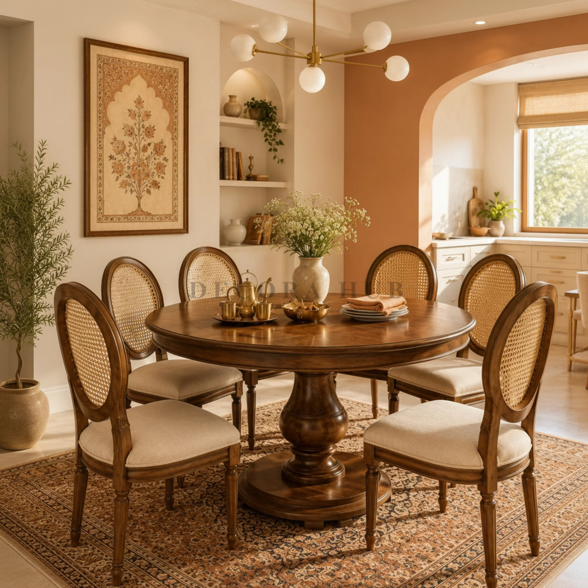 Teak Wood 6 seater Round Dining Table