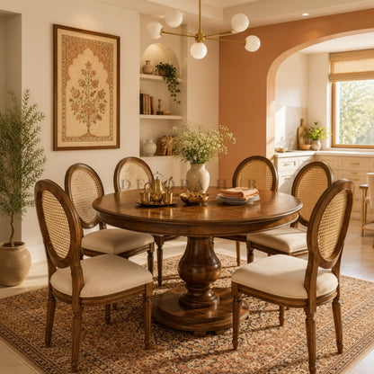 Teak Wood 6 seater Round Dining Table