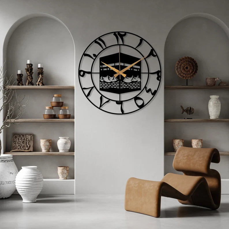 Kaaba Design Metal Islamic Wall Clock