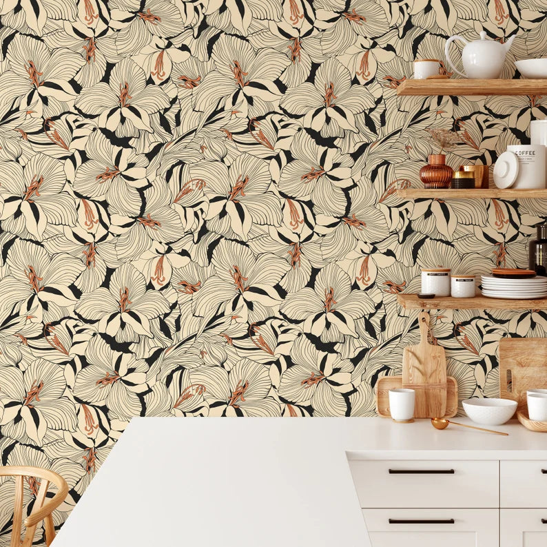 Lillies Floral Wallpaper
