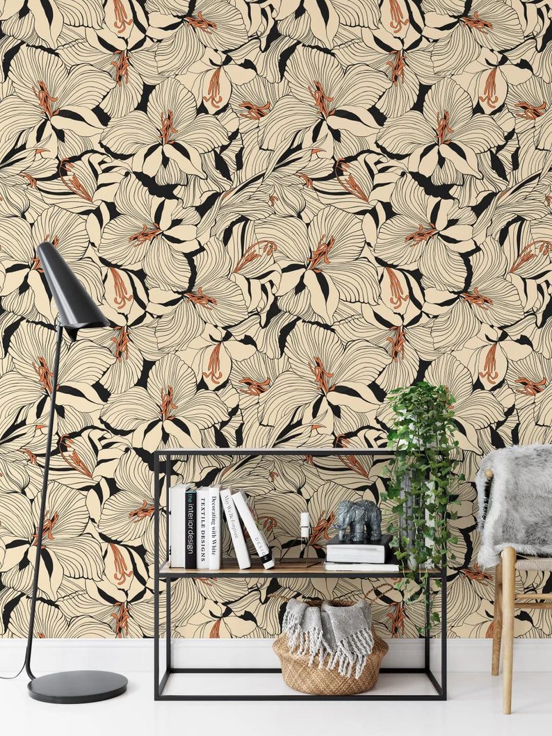 Lillies Floral Wallpaper