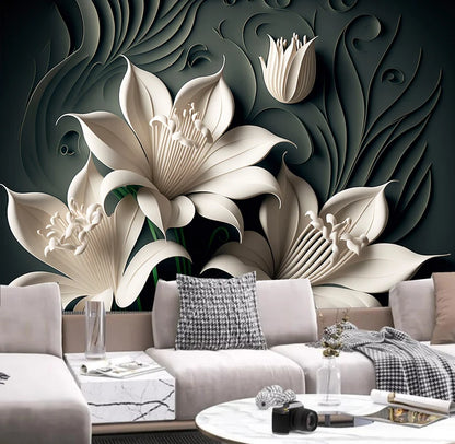 Lily Flower With 3D Background Wallpaper