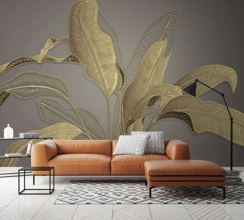 Tropical Gold Leaf Wallpaper