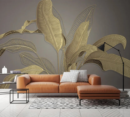 Tropical Gold Leaf Wallpaper