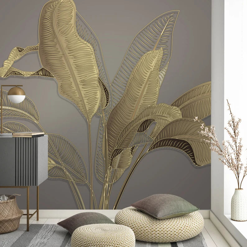 Tropical Gold Leaf Wallpaper