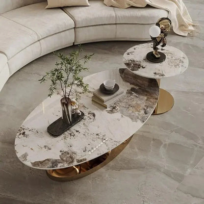 Italian luxurious White Marble Top Golden Base Centre Table