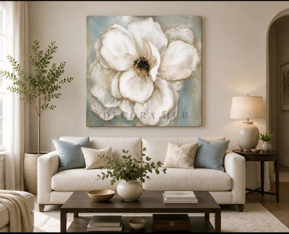 Ivoria Celeste Bloom Wall Art - Textured Wall Art