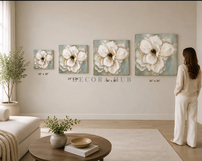 Ivoria Celeste Bloom Wall Art - Textured Wall Art