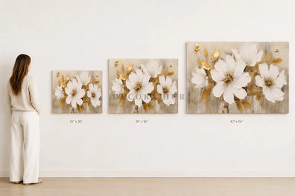 Ivory Gold Blossom Harmony Textured Wall Art - Textured Wall Art