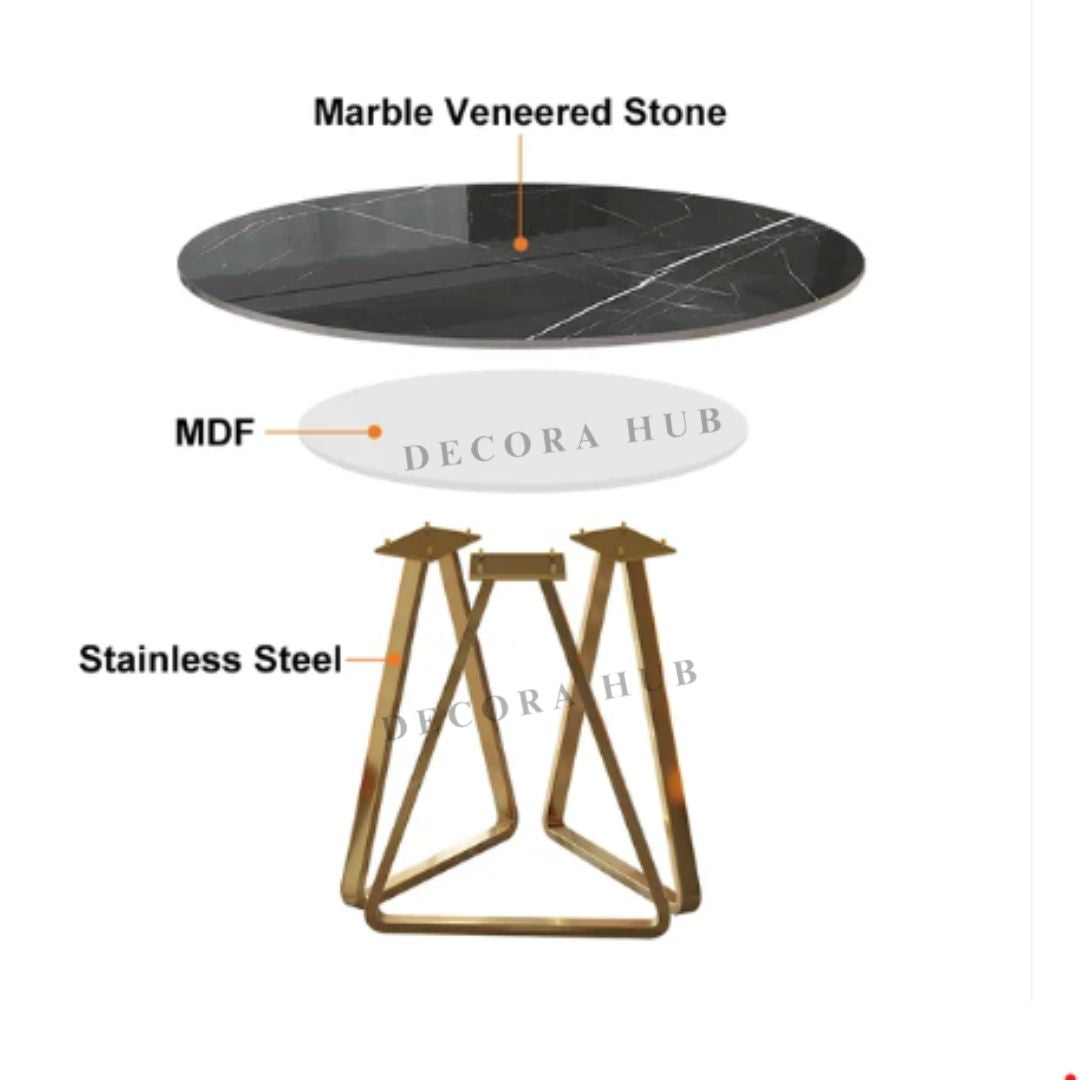 Kalinga Modern Marble Dining Table – full view