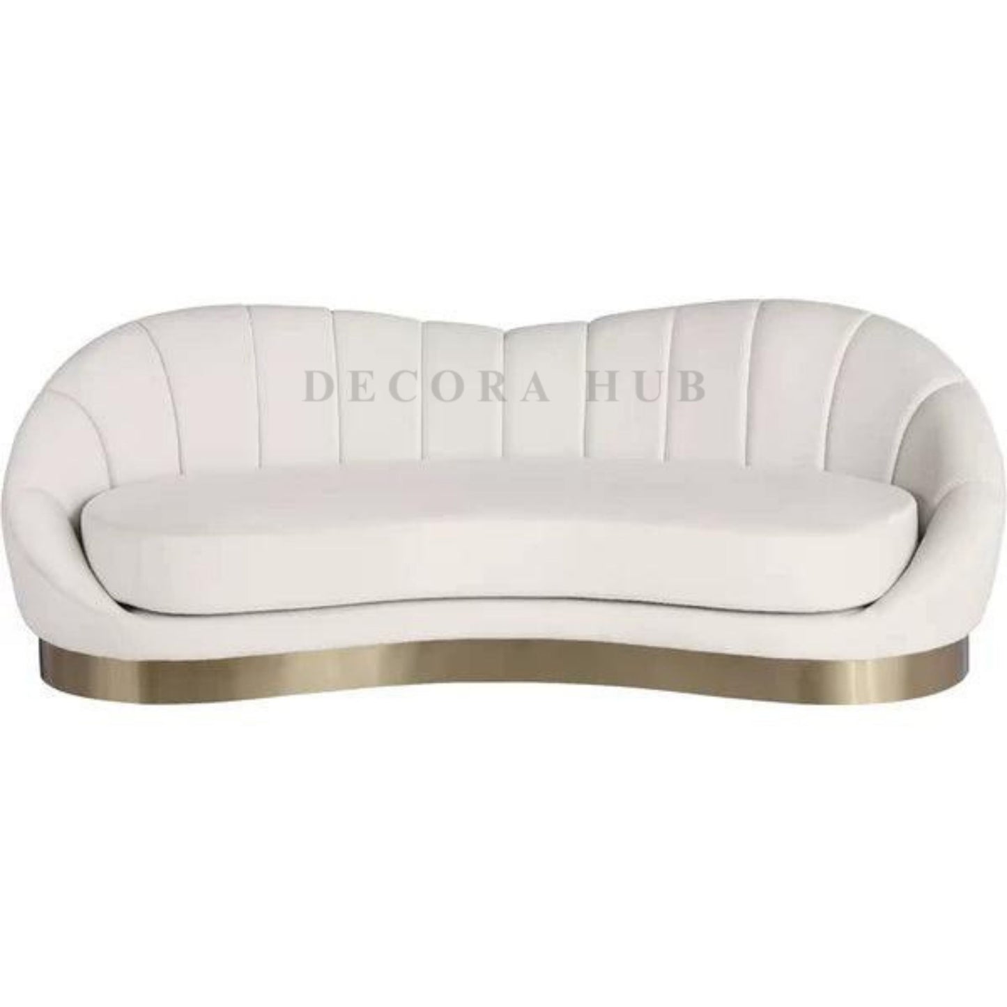 kidney Shape 3 Seater Sofa In White Colour