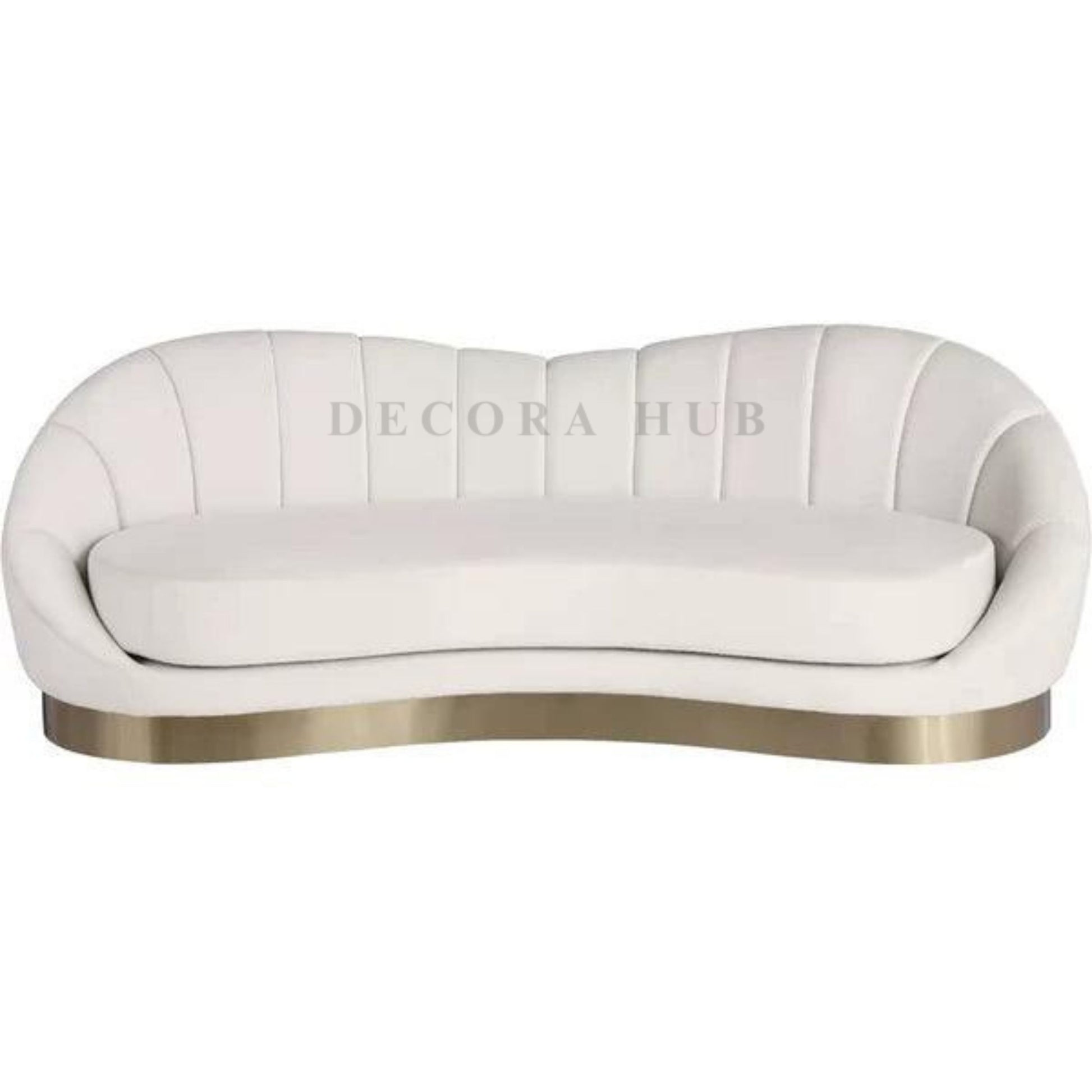 kidney Shape 3 Seater Sofa In White Colour