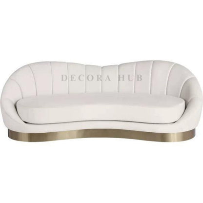 kidney Shape 3 Seater Sofa In White Colour