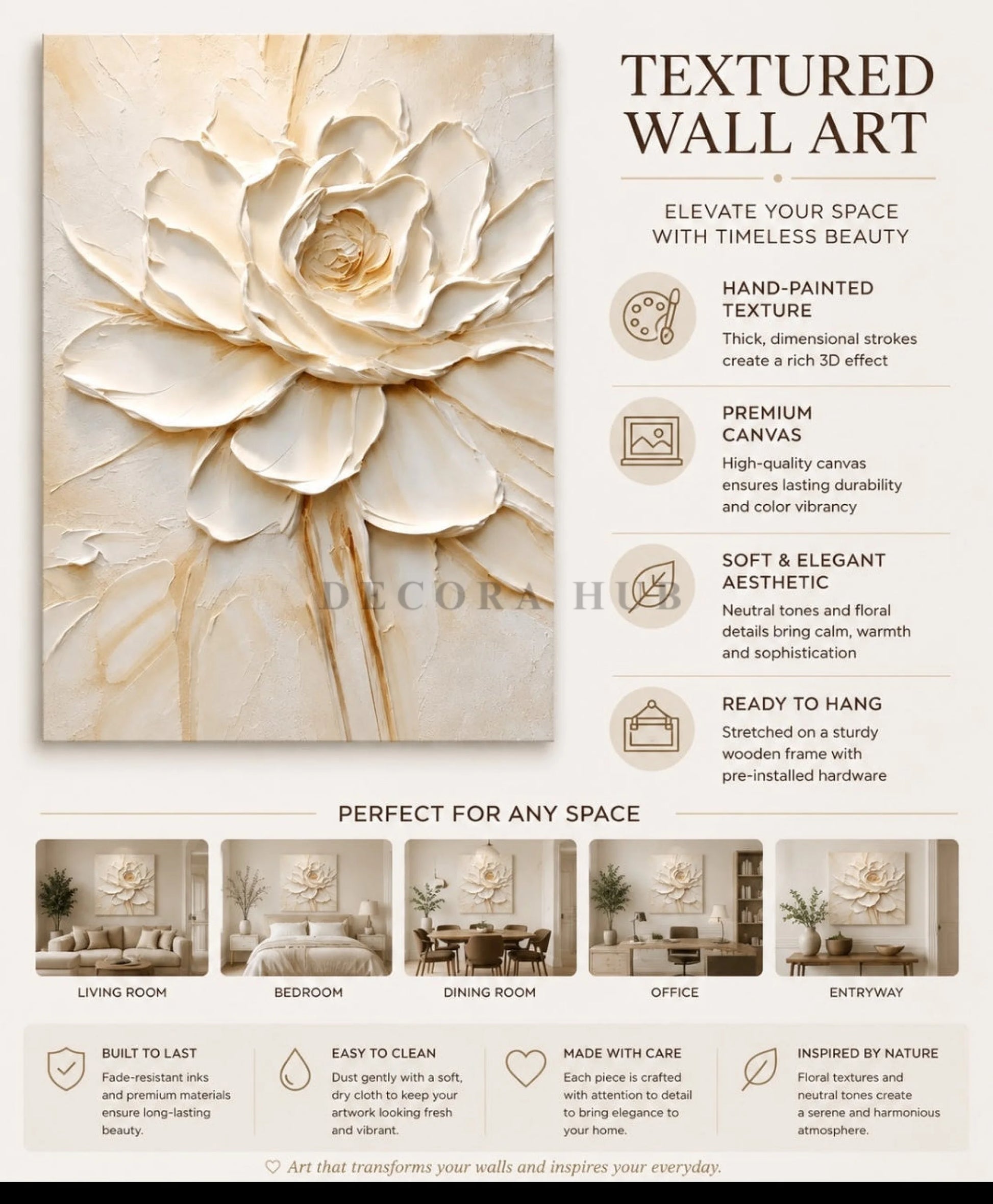 Luma Petal Textured Wall Art - Textured Wall Art