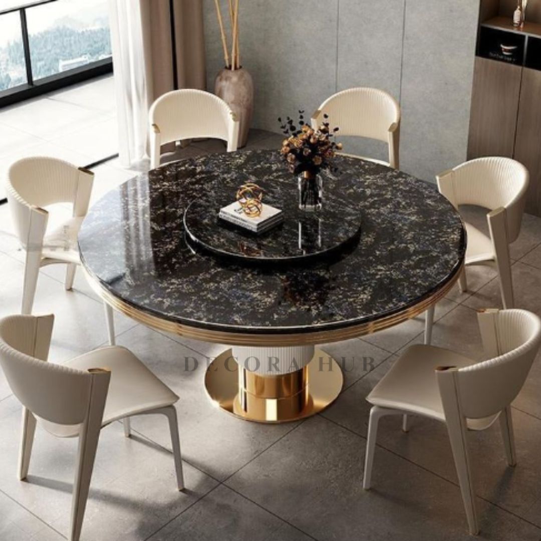 Luxurious Round Dinner Table – side view