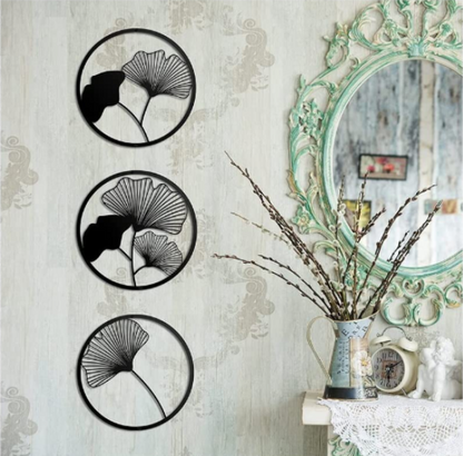 Black Leaves Set Of 3 Wall Art