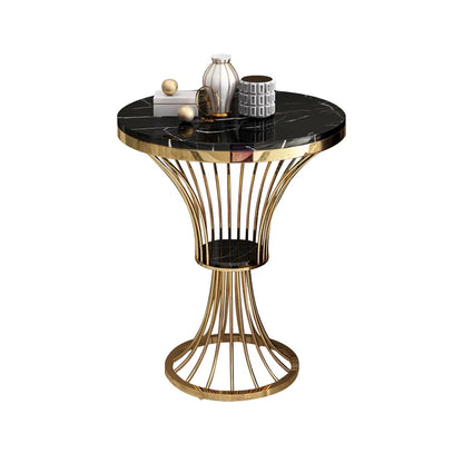 Stuning Black Marble With Golden Base Side Table