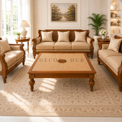 Maharaja Cane Wooden Teapoy Table - Wooden Centre Tables
