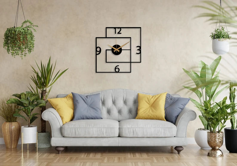 Modern Decorative Double Square Shape Wall Clock