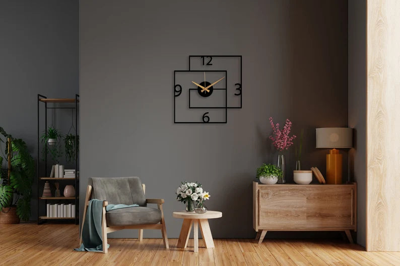 Modern Decorative Double Square Shape Wall Clock