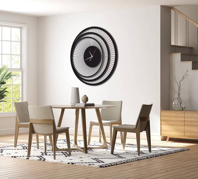 Modern Large Black Wall Clock