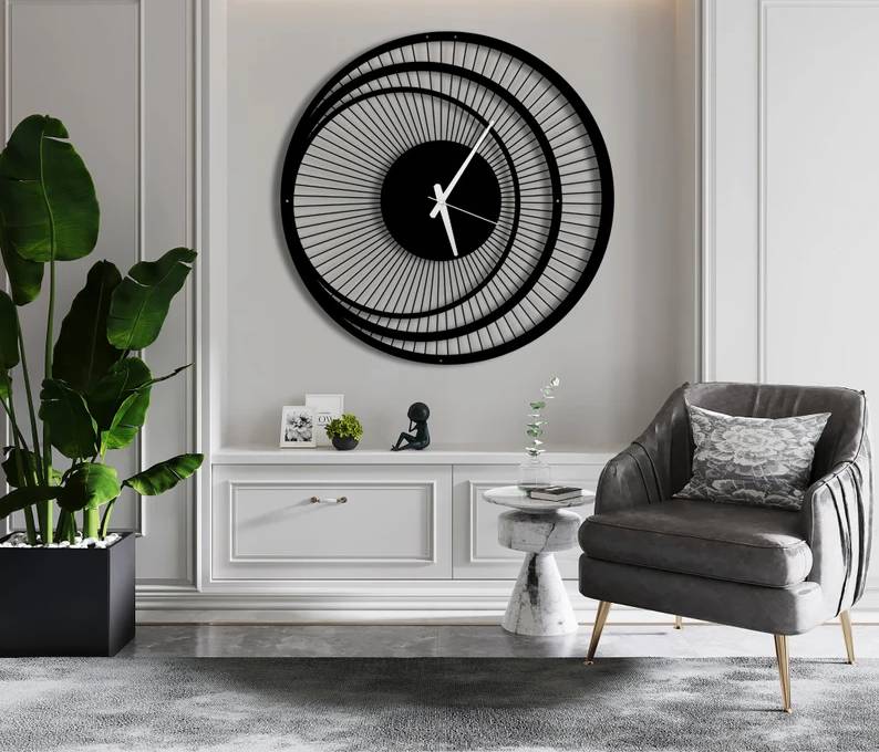 Modern Large Black Wall Clock