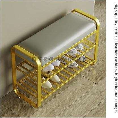 metal shoe rack with cushioned seat