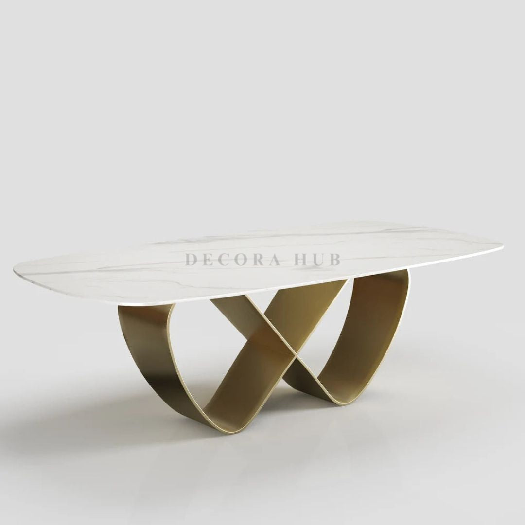 Modern Butterfly White Marble Dining Table – another angle