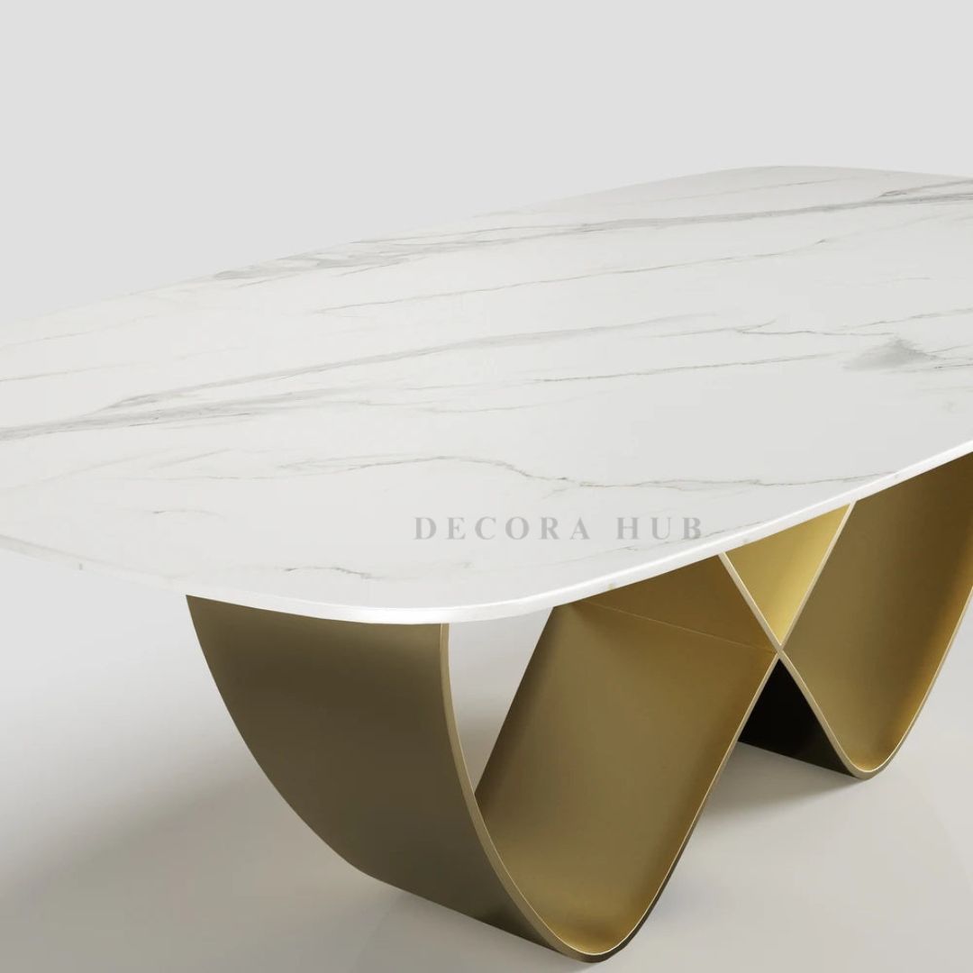 Modern Butterfly White Marble Dining Table – full view