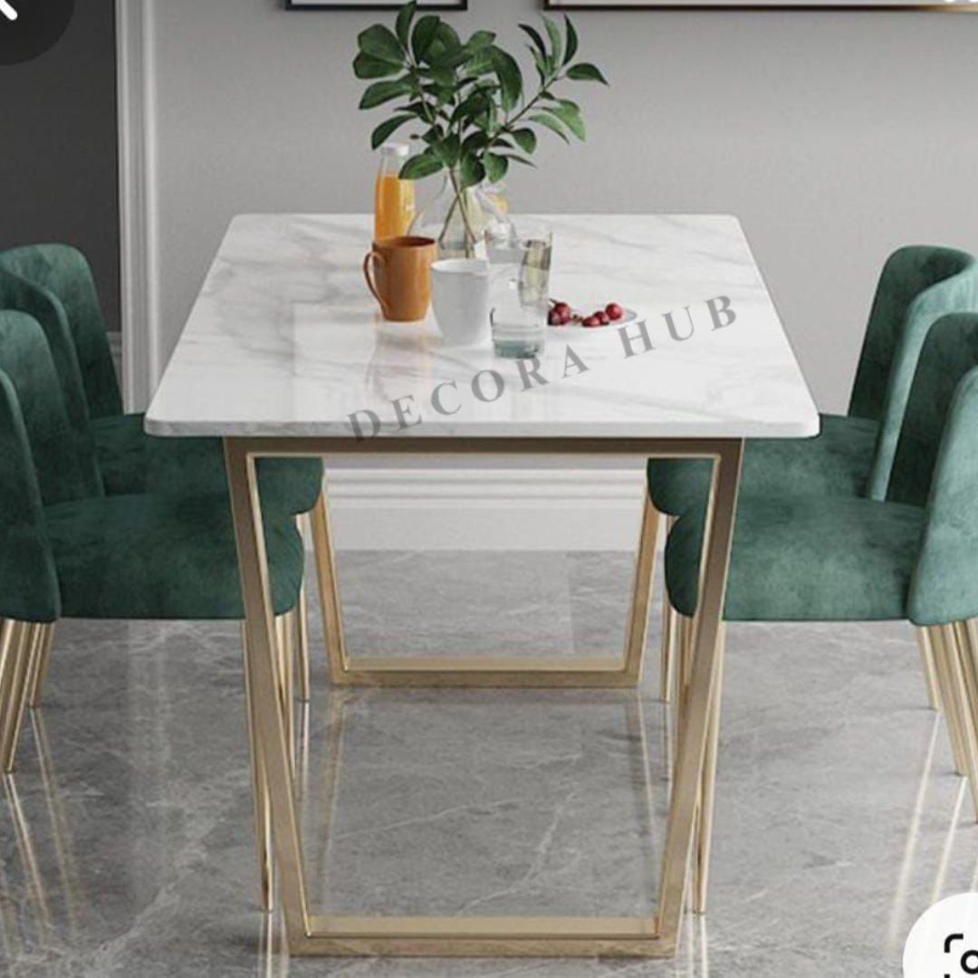 Modern Luxurious White Marble Dining Table – side view