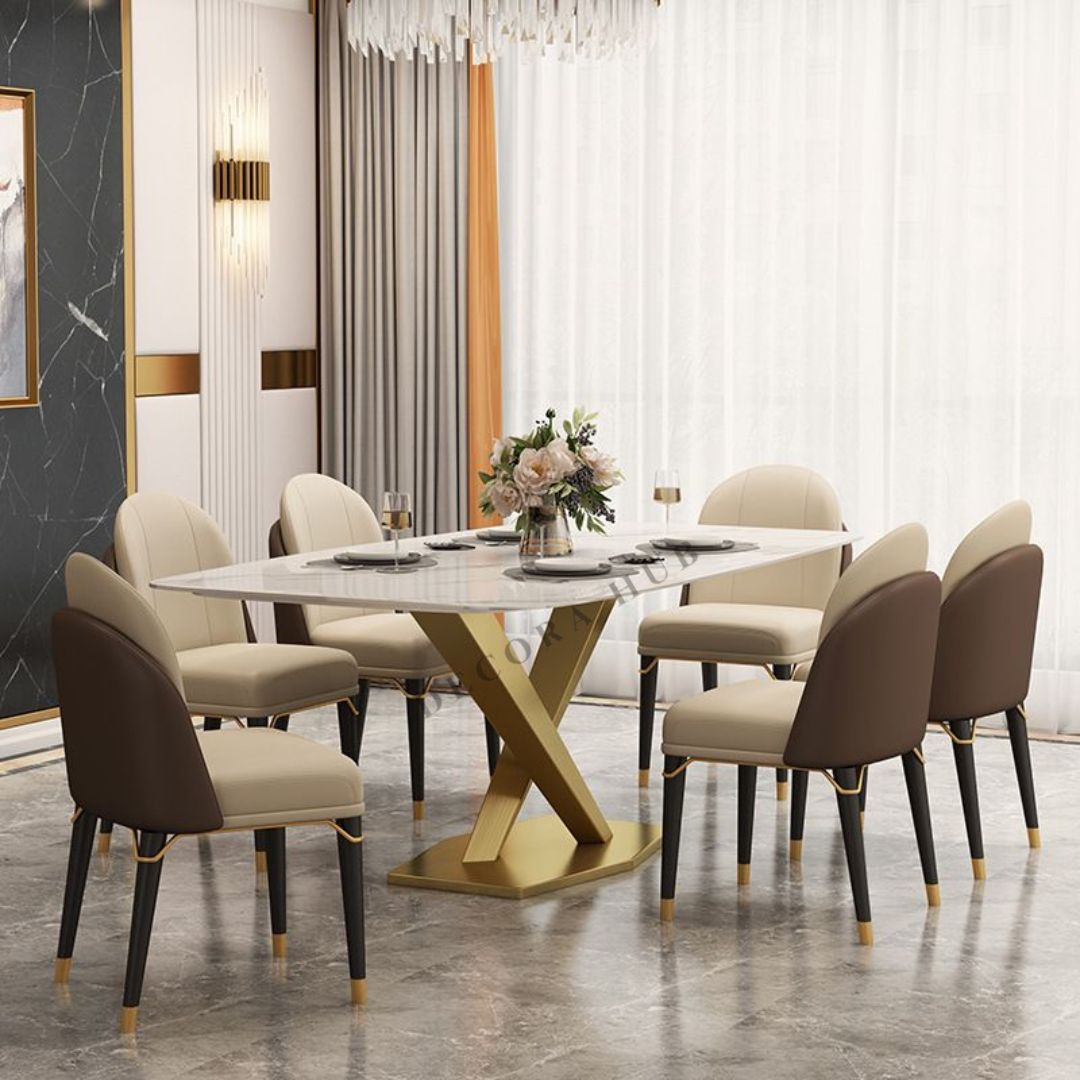 Modern Rectangle White Marble Dining Table
