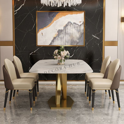 Modern Rectangle White Marble Dining Table – another angle