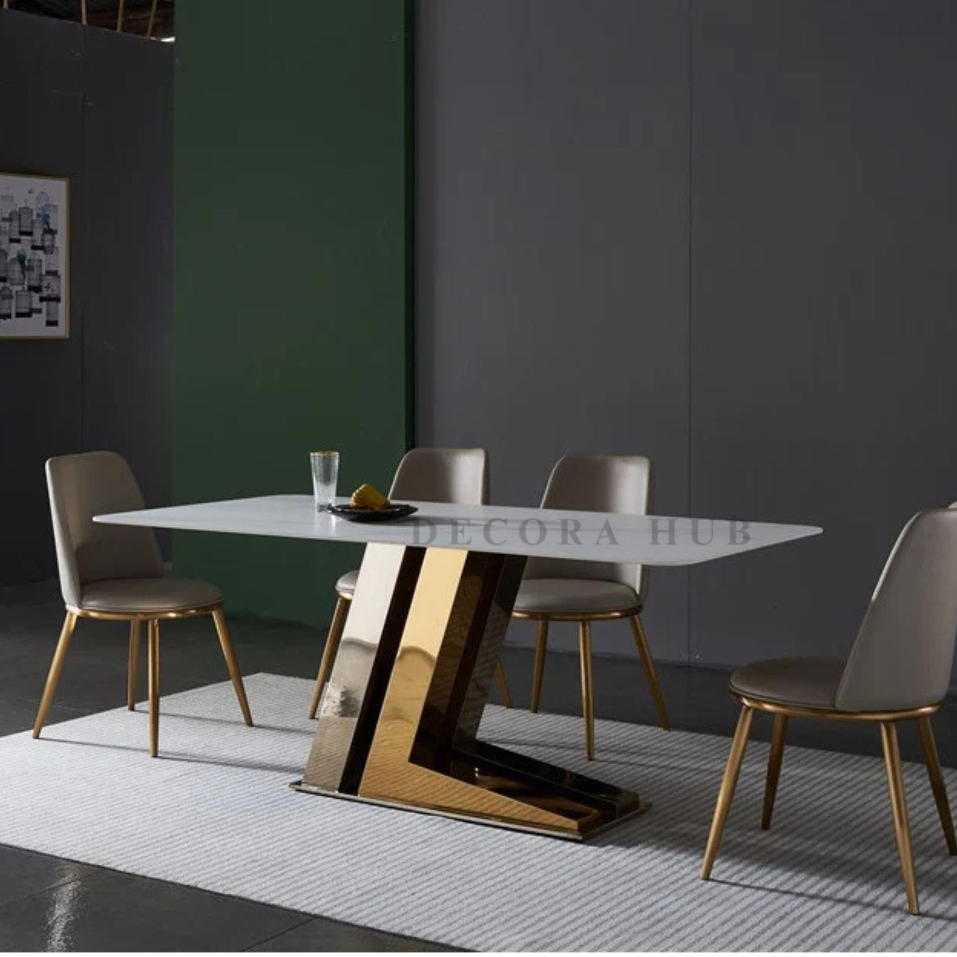 modern marble top dining table with gold pvd base